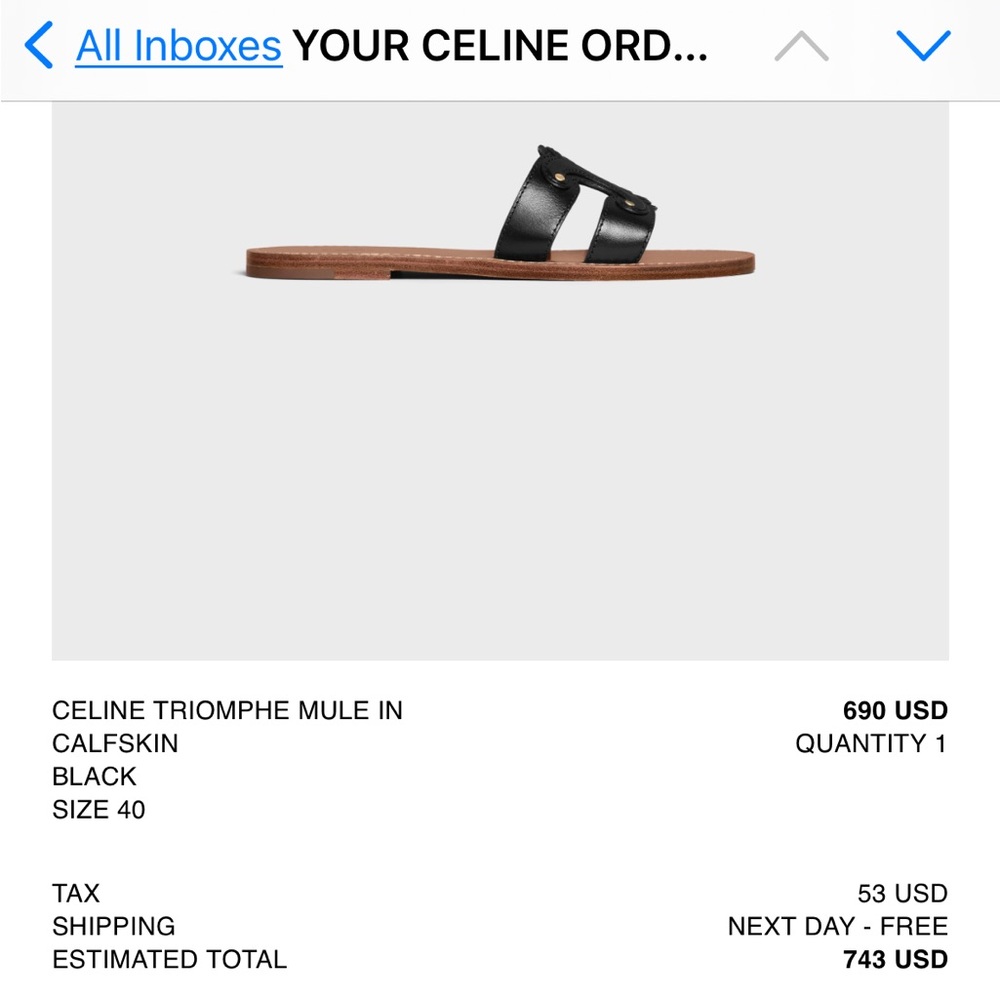 Celine Black Leather Slide Sandals - Picture 4 of 4